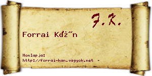 Forrai Kán névjegykártya